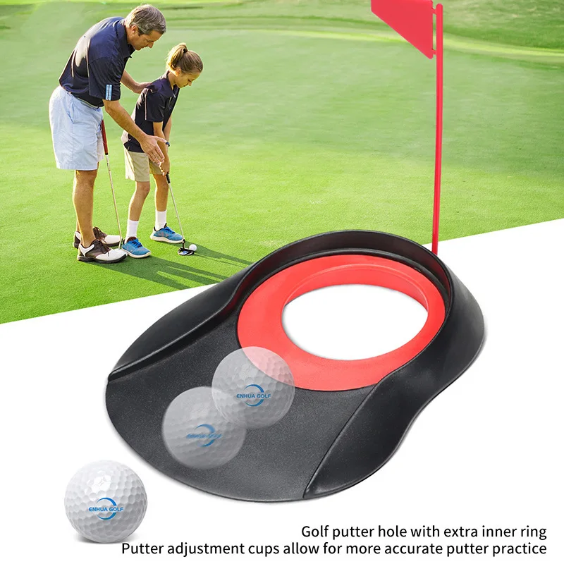 

1PC Indoor Golf Putting Cup with Hole Flag Return Ball Training Putter Practice Aids Non-slip Rubber Putting Cup Dropship