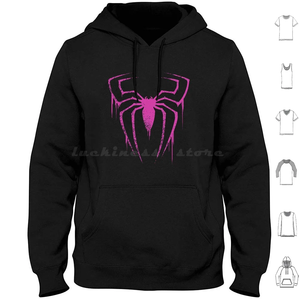 Spider Symbol Versione Rosa Felpa Con Cappuccio Cotone Manica Lunga Spider Sense Pink Check Spider Graffiti Spider Miles Morales Spider