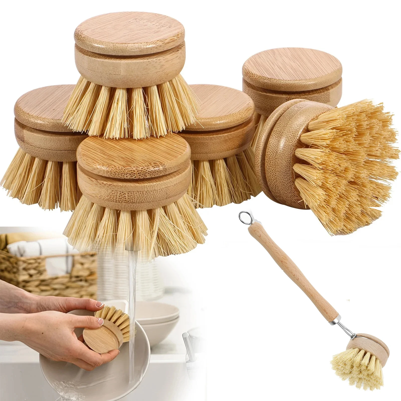 Wooden Dish Brush with Natural Sisal and Coconut Durable Portable Kitchen Cleaning Brush Eco Friendly Zero Waste Wooden Dish Brush with Natural Sisal and Coconut Durable Portable Kitchen Cleaning Brush Eco Friendly Zero Waste