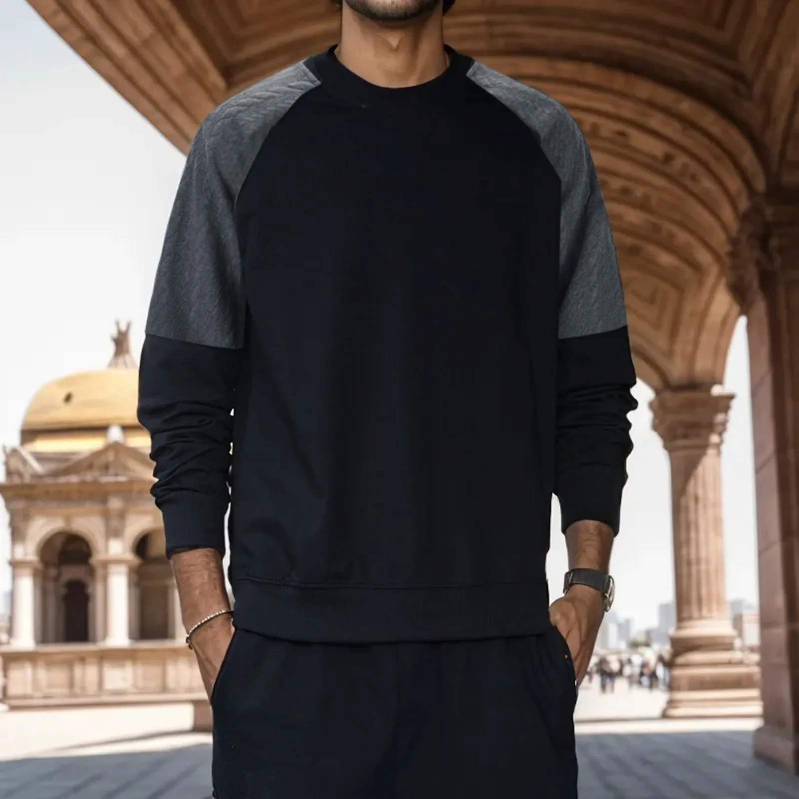 

Men's Autumn And Winter Simple Solid Color Sweater Warm Half Turtleneck European Style Tracksuit Jogging