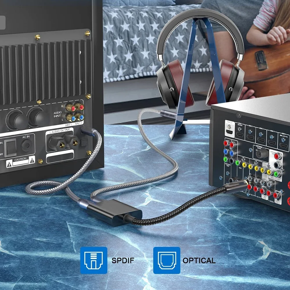 Dual Function Toslink Male to Female Optical Audio Splitter with Gold-Plated Connector