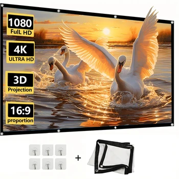 72 100 Inch Portable Foldable Projector Screen 16:9 Polyester Suitable for Home Theaters Gatherings Offices HD Projection Screen 1