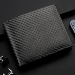 Sleek Carbon Fiber Men's Compact Wallet with Integrated Zipper (K3260 grey)