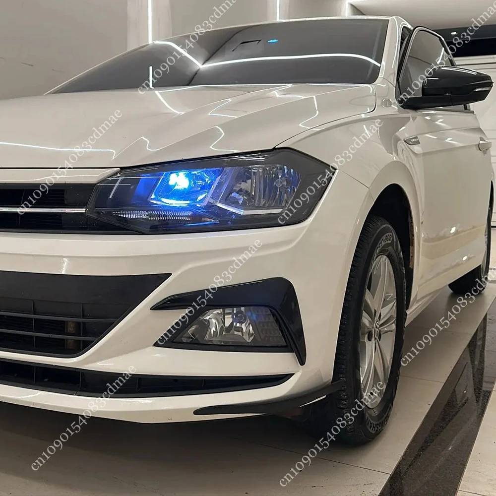 For Volkswagen VW Polo MK6 Hatch/Virtus-Front Bumper Side Fog Light Splitter Trim Glossy Black Wind Knife Custom Kit car accessories car bumper guards