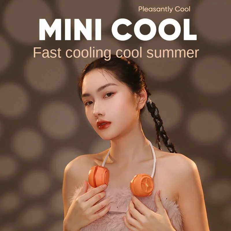 

New Storage Hanging Neck Fan Household Outdoor Portable Colorful Light Mini Neck Hanging Neck Little Fan