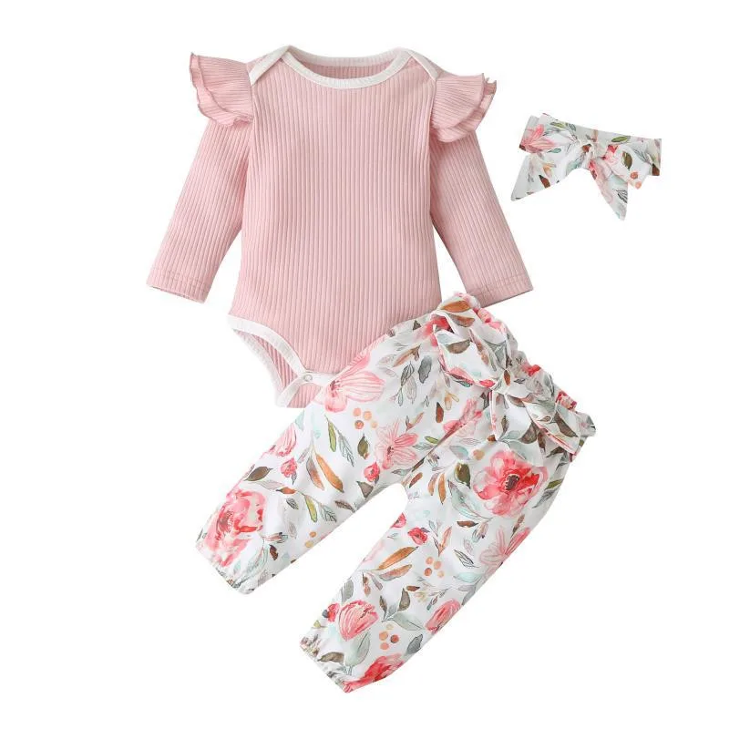 

Newborn Clothes Baby Girl Clothes Sets Infant Outfit Ruffles Romper Top Bow Pants New Born Toddler Clothing Spring and Autumn