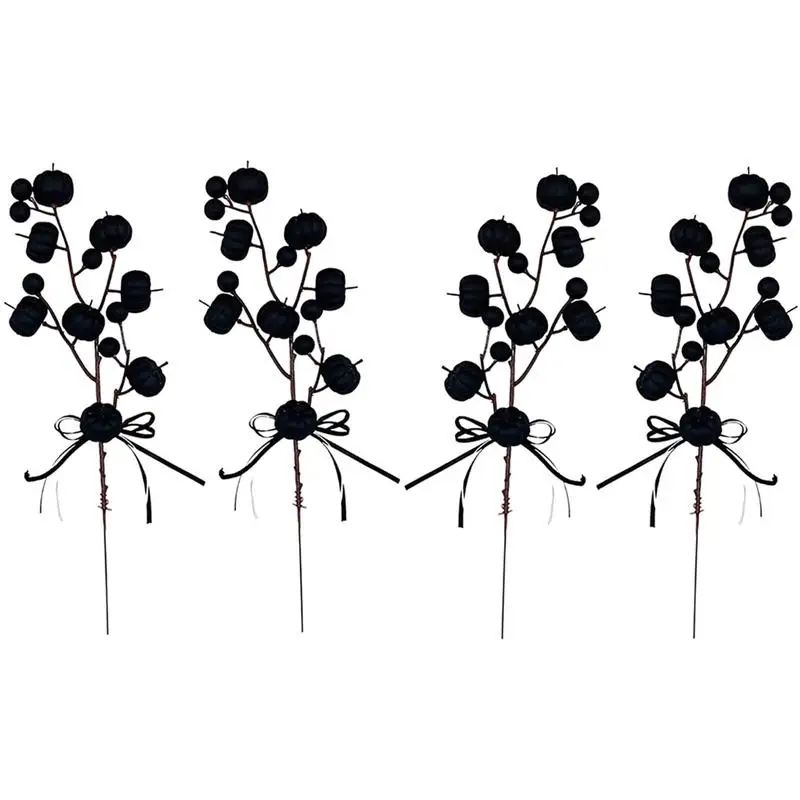 

Artificial Pumpkin Branches Fake Maple Leaf Pumpkin Twig Stem Flower Floral Picks For Halloween Thanksgiving Festival Decor