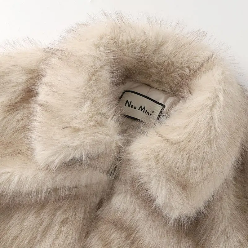 Winter Fluffy Gradient Faux Fur Coat Women Thicken Warm Fox Fur Jacket Girls Streetwear Style Furry Fur Overcoat