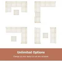 7-Piece Wicker Sectional Patio Set with Large Tempered Glass Coffee Table and Waterproof Cushions 6