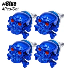4PCS Gothic Skull License Plate Screws - Skeleton Decor (Blue)