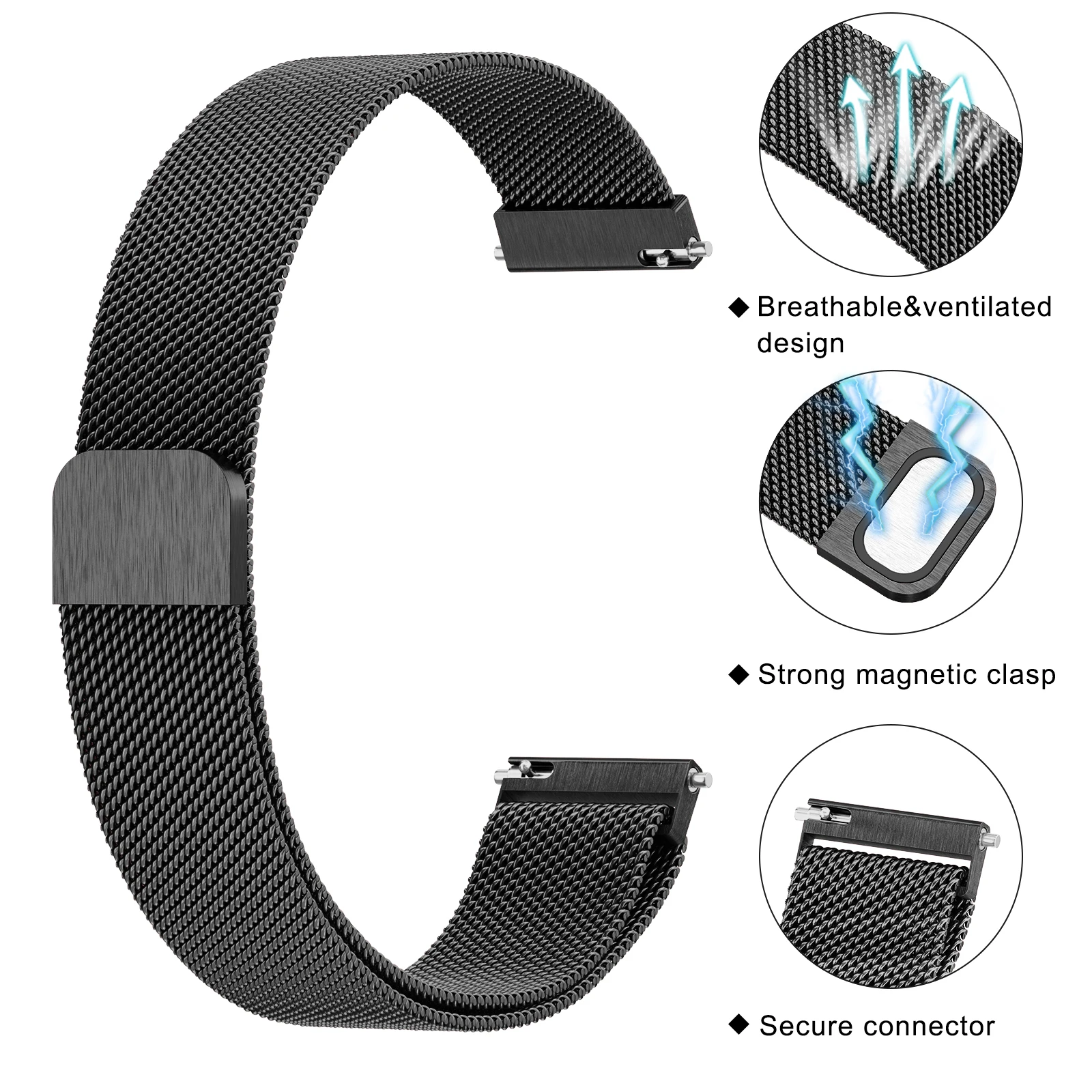 Sleek 18mm Magnetic Metal Watch Band Bracelet