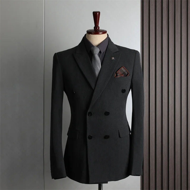 Customer Made Clothes Men Casual Fashion Business Blazer Jacket for Men Double Breasted Suit Jackets Coat Male Clothing