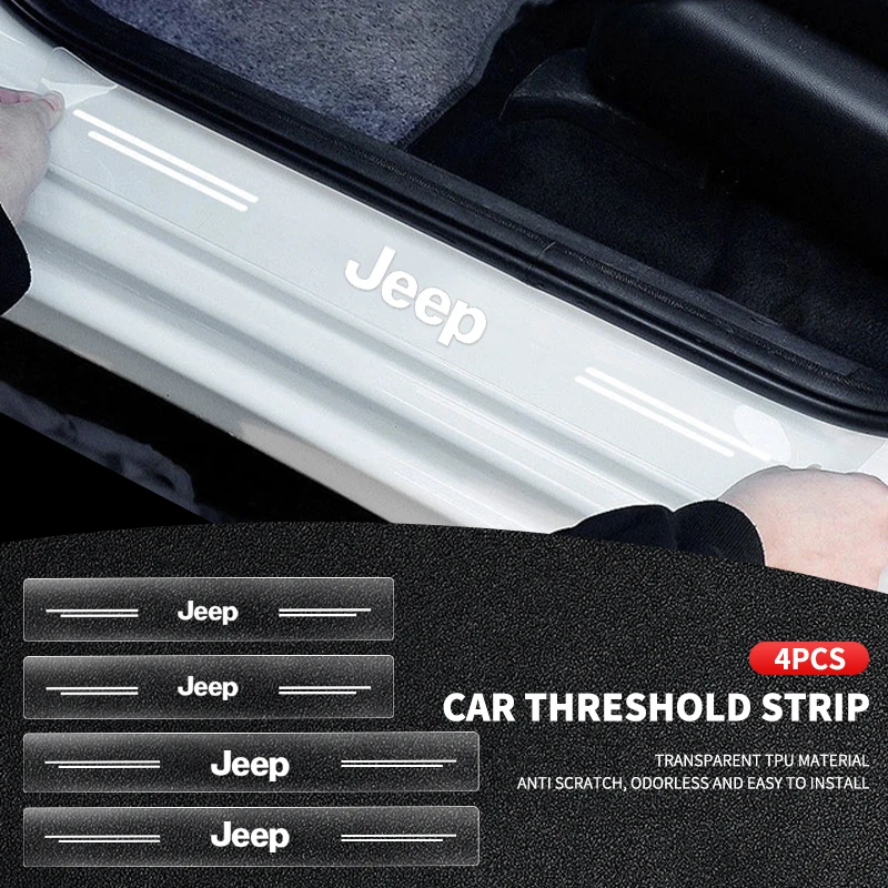 4PCS 자동차 임계값 보호기 지프 레니게이드 랭글러 JL JK 글래디에이터..