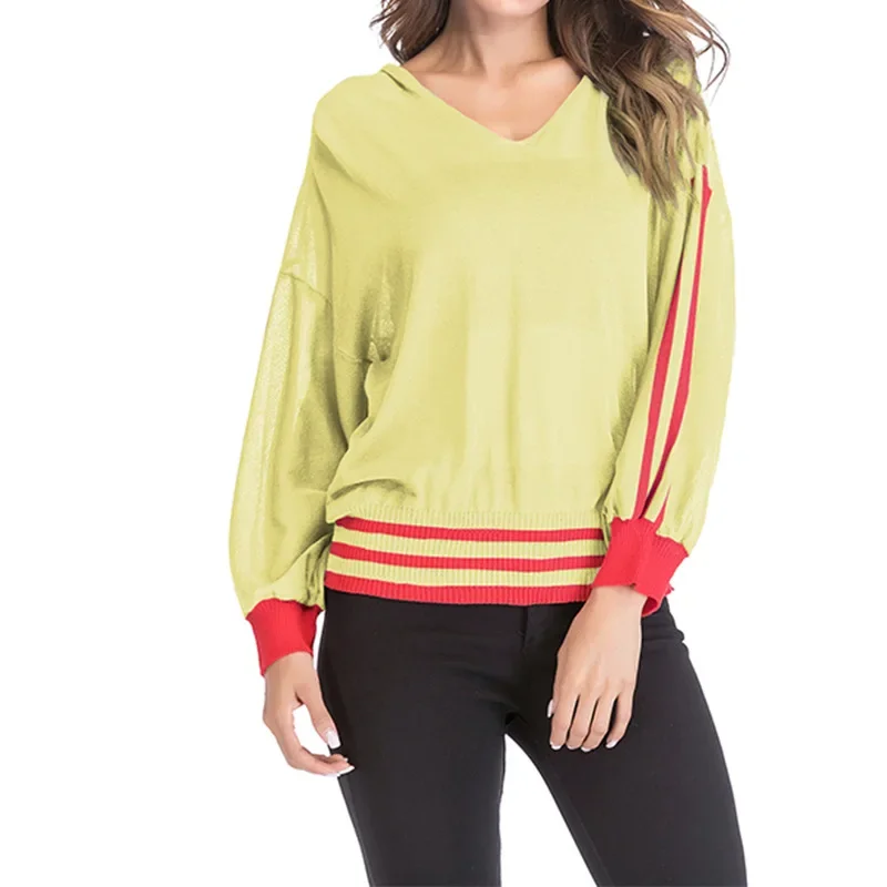 

Женский полосатый солнцезащитный костюм, тонкий вязаный костюм с длинным рукавом и капюшоном, 5815