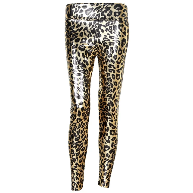 Leopard Leggings Women's Gold Mid Waist Leggings Female Shiny Leopard  Elastic Ankle-length Leggings Fashion Casual Pants - Leggings - AliExpress