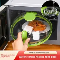 Couvercle anti-éclaboussures transparent pour micro-ondes avec vapeur d'eau et poignée, protection anti-éclaboussures pour micro-ondes, couvercle de cuisson, gadgets de cuisine 1