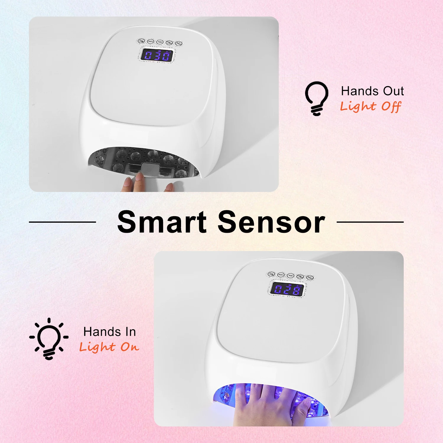 전문가용 UV LED 네일 램프 충전식 네일 드라이어 네일 젤 폴리쉬 경화 램프 4단계 타이머 및 자동 센서 내장 네일 살롱 도구