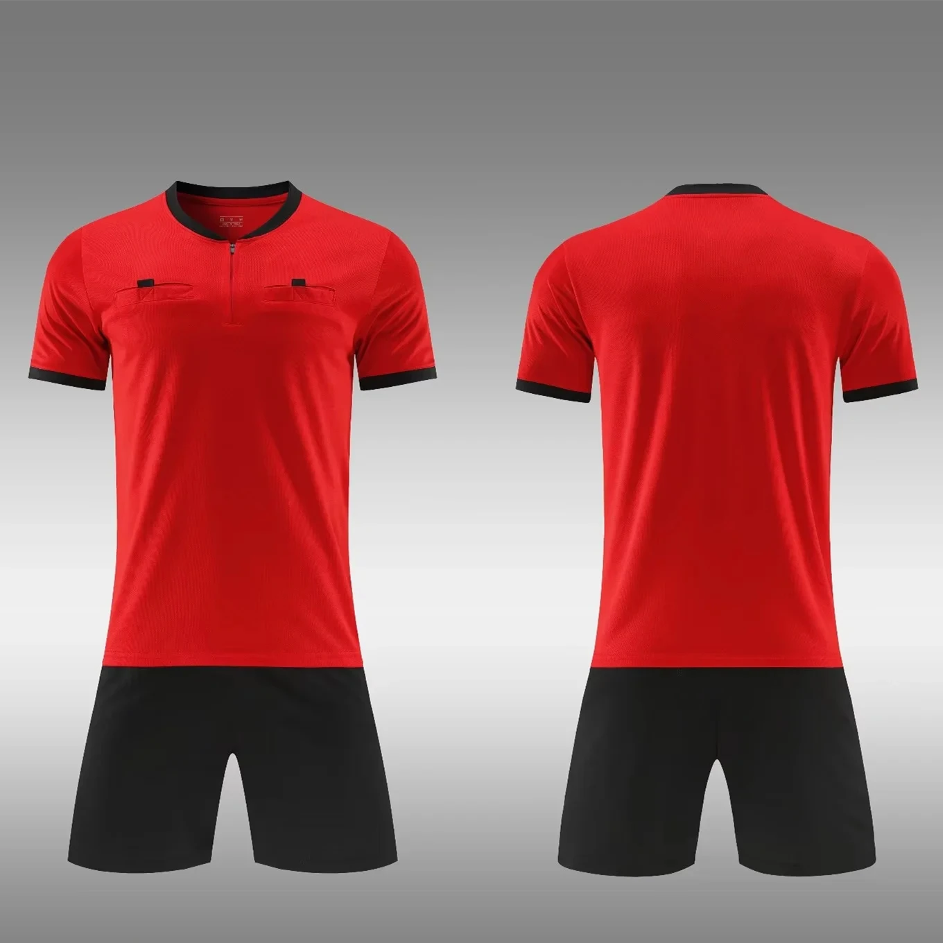 Adult Men Women Soccer Referee Uniforms Professional Judge Football Jerseys Shorts Shirts Suit Pocket Tracksuits Clothing Custom