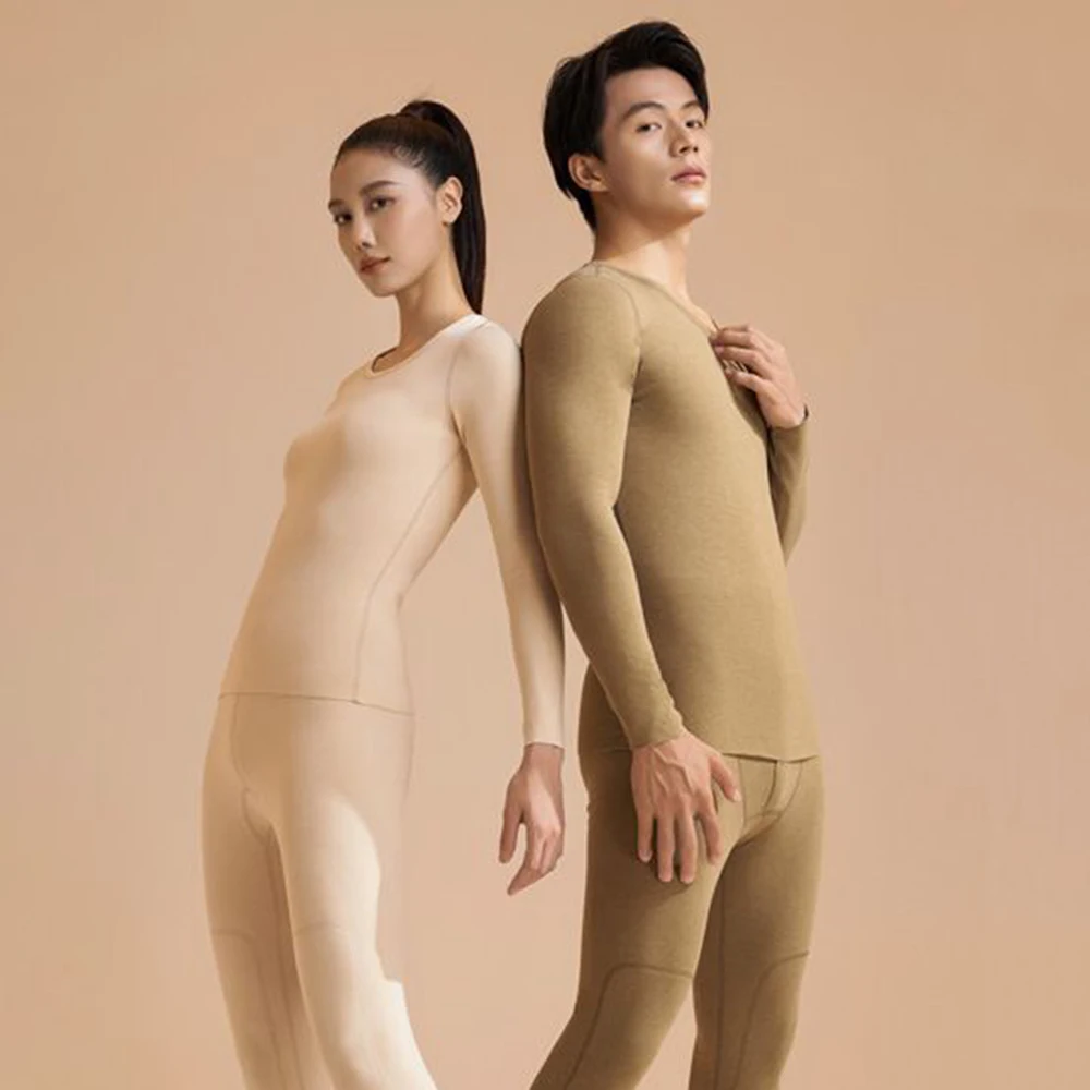 

Women's Thermal Underwear Winter Clothes two piece set Long johns Cashmere Silk Thickened Seamless Warm Lingeries for woman Men