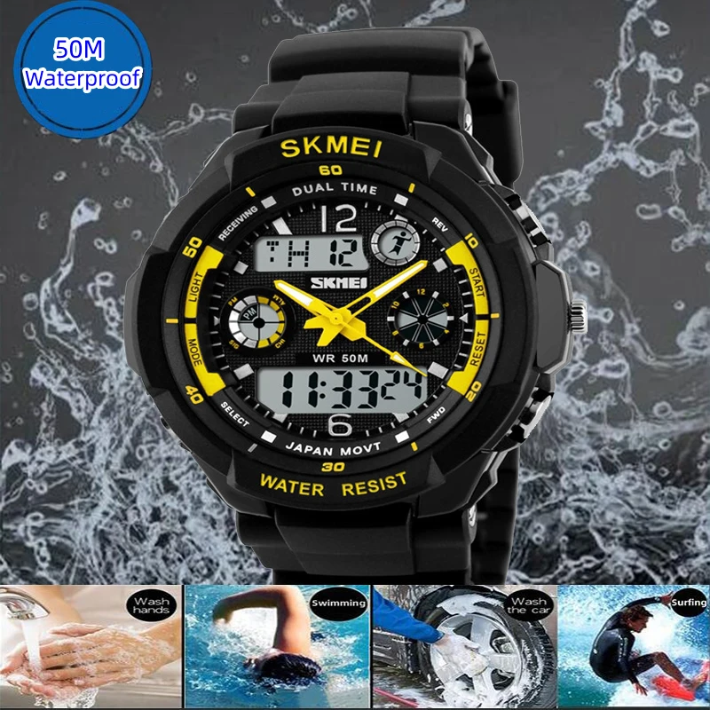 Skmei Kid's Digital Sport's Watches Boy Girl Fashion Dual Time Children Led Waterproof Electronic Wristwatch Relogio Masculino 3