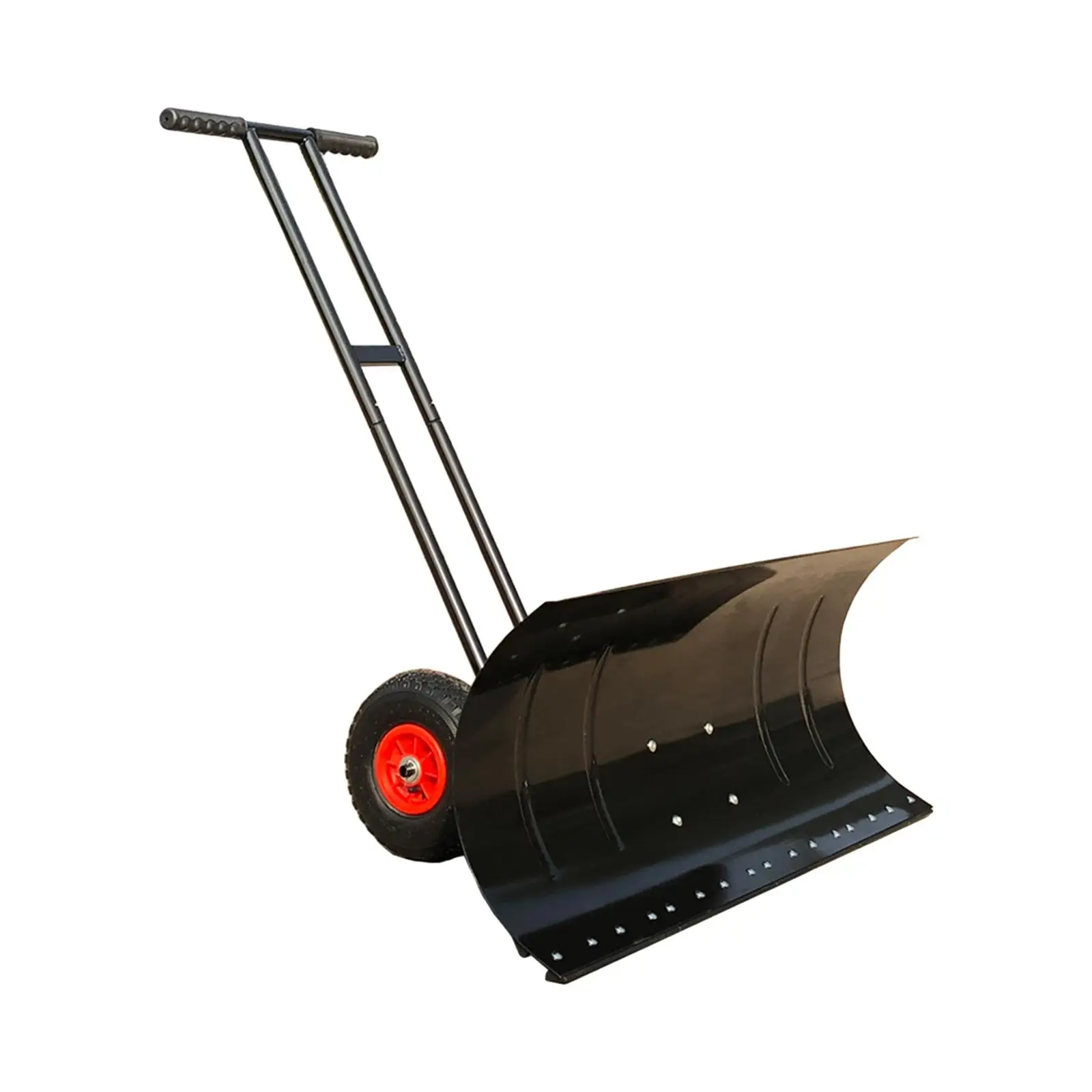 Wheeled Snow Shovel Pusher Efficient Heavy Duty Multi Angle Metal Sleigh Shovel Snow Plow for Park Doorway Walkways Driveway Car