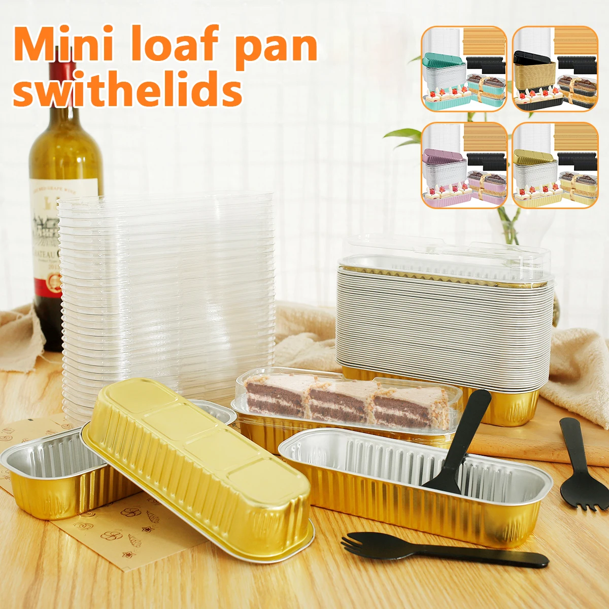 Aluminium Foil Mini Disposable Loaf Pans With Lids Disposable