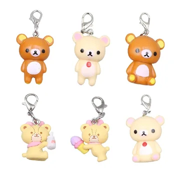 Kawaii Rilakkuma Easy Bear Portachiavi Lazybear Doll Portachiavi Borsa Abbigliamento Estrattore Corda per telefono Collana Accessori Pendenti Regalo 1