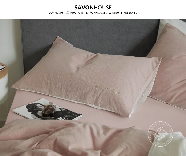 Linen Home Textile Solid Color Duvet Cover Pillow Case Bed Sheet AB Side Pure Cotton Quilt Cover Bedding Linens Set King Queen