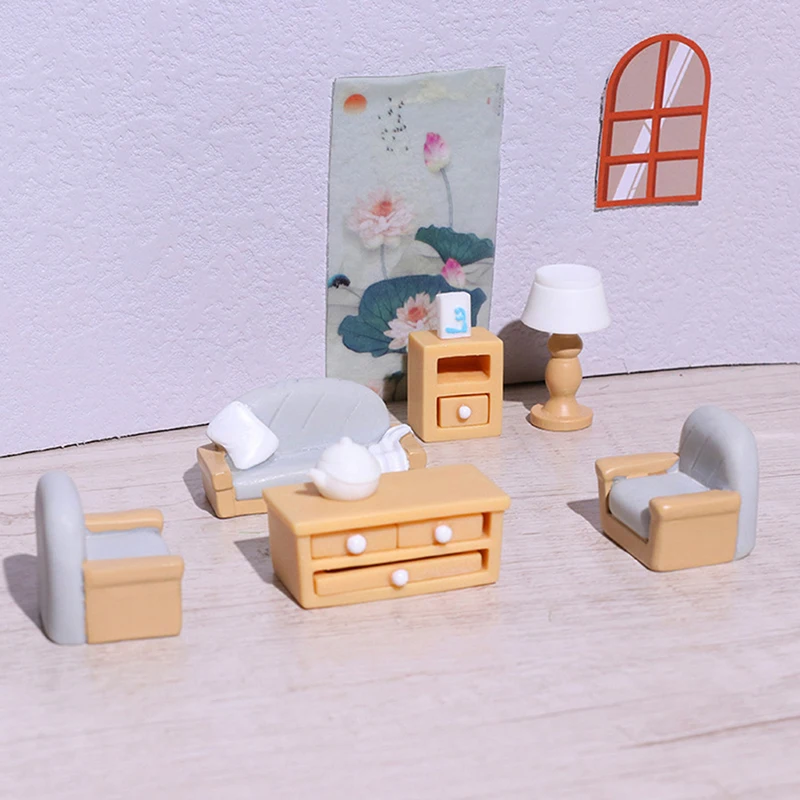 Modello di divano per casa delle bambole 1:12, mobili da soggiorno in miniatura Fai finta di giocare con mini divano con poltrona per stazione ferroviaria  26