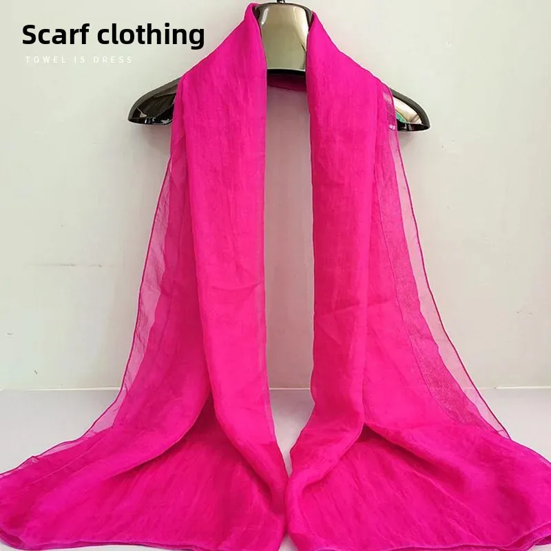 Elegant Red Silk Chiffon Scarf - Women's Fashionable Spring Autumn Shawl