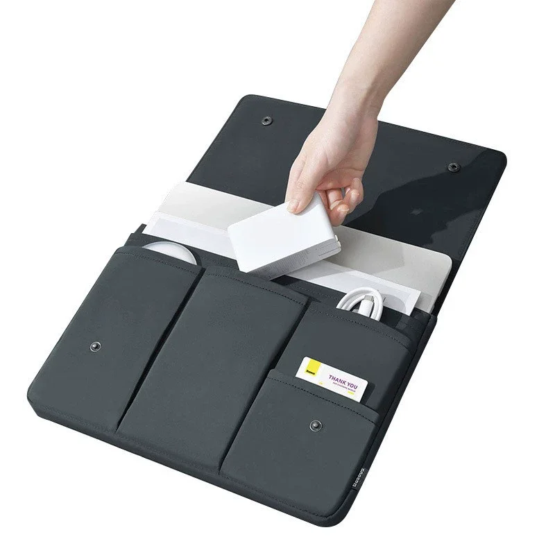 Multi-Compartment Shockproof Laptop Sleeve with Waterproof Flap
