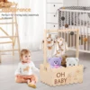 Wood Baby Shower Storage Basket Baby Shower Crate with Handle Baby Toys Storage Crate Multipurpose Gift Basket for Boys Girls 5