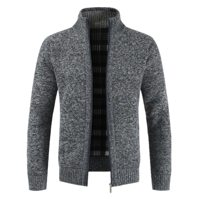 New Autumn Winter Cardigan Fleece Zipper Sweaters For Men Jackets Mens Slim Fit Sweatercoat Thick Cardigan Men's Sweater Coat