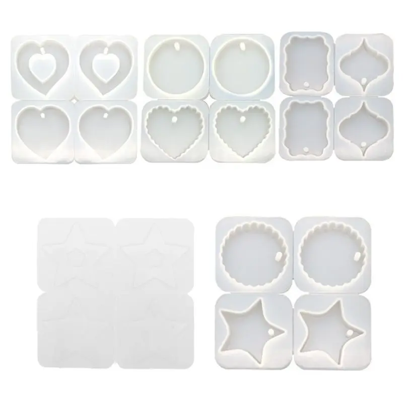 

MXME 4x/set Jewelry Casting Epoxy Silicone Mold Heart Round Irregular Resin Mold