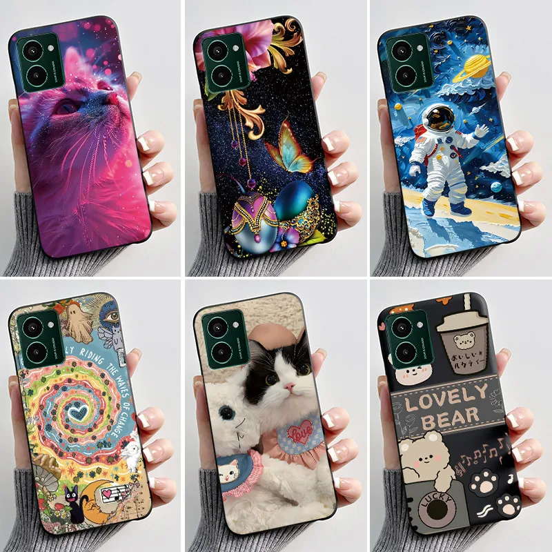 Aesthetic Cute Cat Astronaut Black Matte Soft TPU Shockproof Phone Case