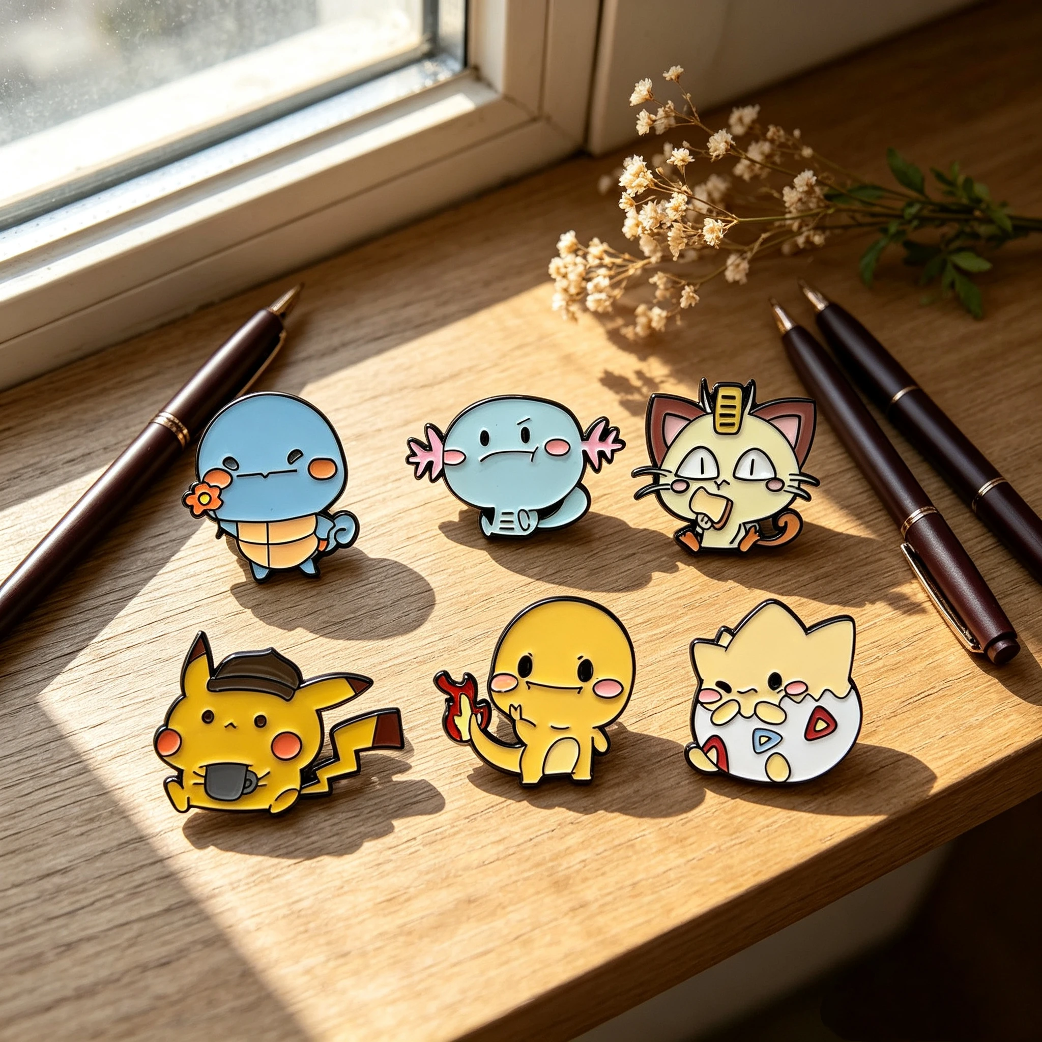 Set of 6 Adorable Cartoon Enamel Metal Pins for Jackets, Backpacks, and Clothing Accessories