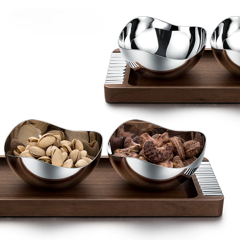 

MODERN Luxury Walnut Dried Fruit Plate Home Tea Table Snack Bowl Creative Nut Plate Fruit Plate Tea