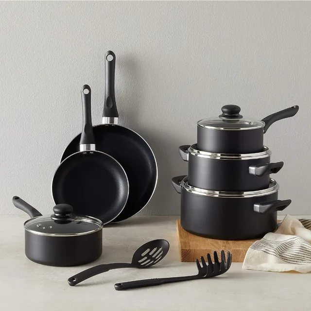 Basics 8-Piece Non-Stick Cookware Set - Black for sale online