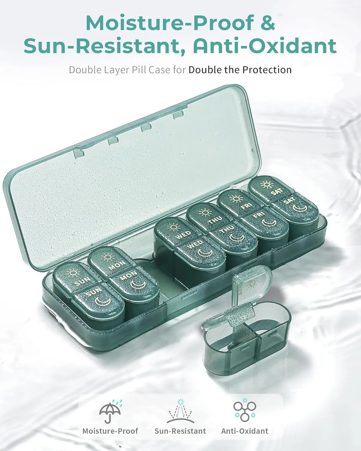 Weekly AM/PM Pill Organizer - Compact Travel Medicine Case