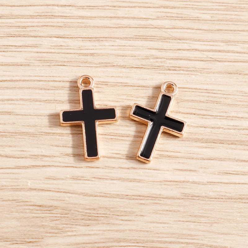 Tusember 10 Stück goldfarbene Emaille-Kreuzanhänger, christliche Kreuze, Anhänger für Armbänder, Halsketten, Ohrringe, handgefertigte DIY-Accessoires – Detail 12