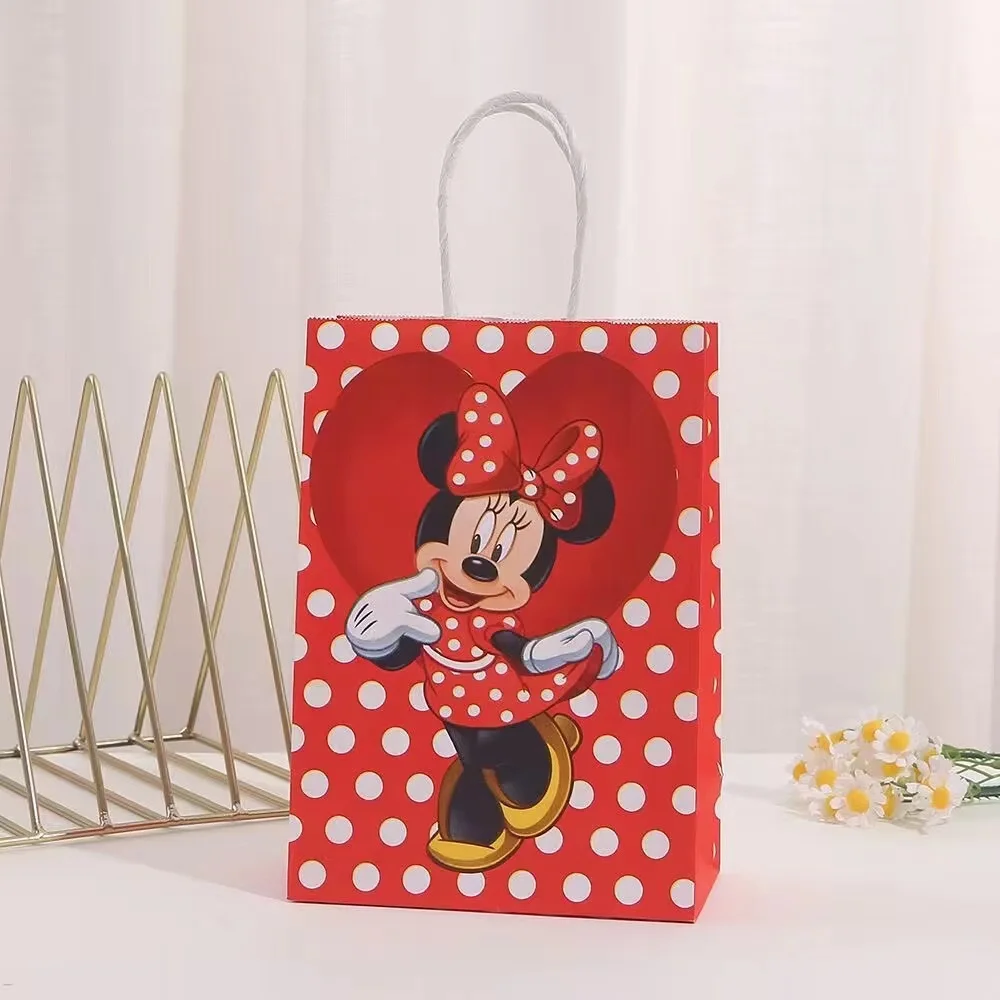 thumbnail image 1 of Juego de 6/24 bolsas de regalo con asa para decoración de fiestas de cumpleaños de Mickey Minnie Mouse, bolsas de papel para dulces, suministros para fiestas de baby shower para niños y niñas, 1 of 5