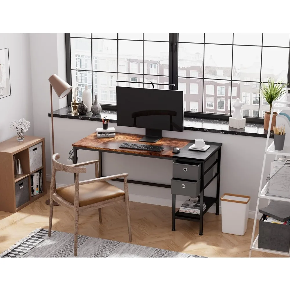 HOMIDEC Office Desk, Computer Desk with Drawers 47 Study Writing Desks for  Home, Desks & Workstations for Home Office Bedroom - AliExpress