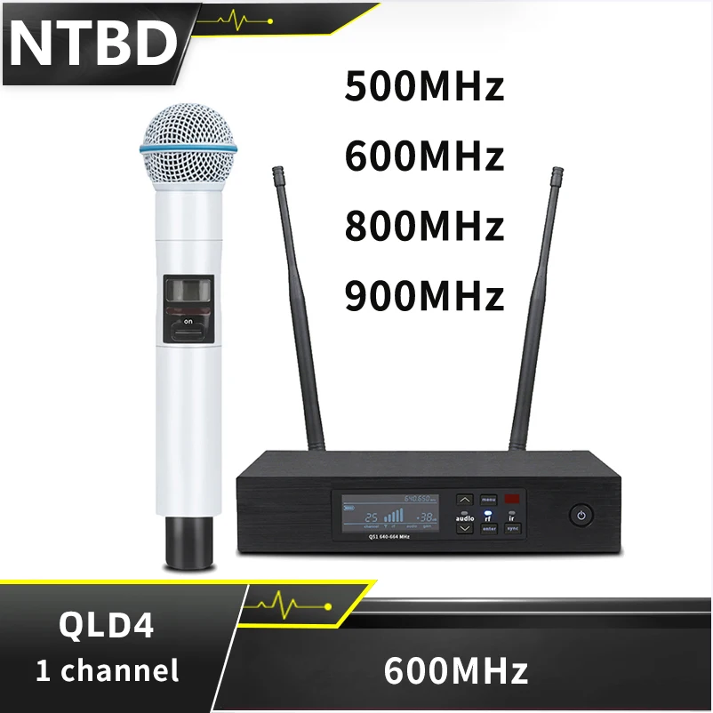 

New! NTBD Wireless Microphone System Professional High Quality QLD4 UHF Stage Performance Church Singing