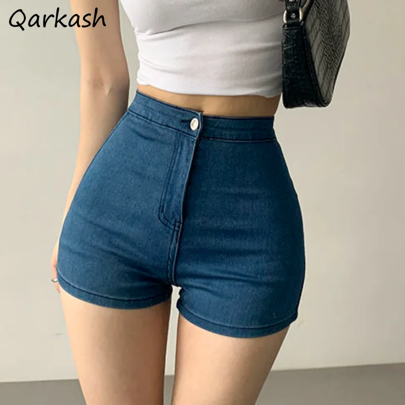 

Denim Shorts for Women Slim Hot Girls Summer All-match Solid Basic Tender Females High Waist Ulzzang Style Fashion Шорты Женский