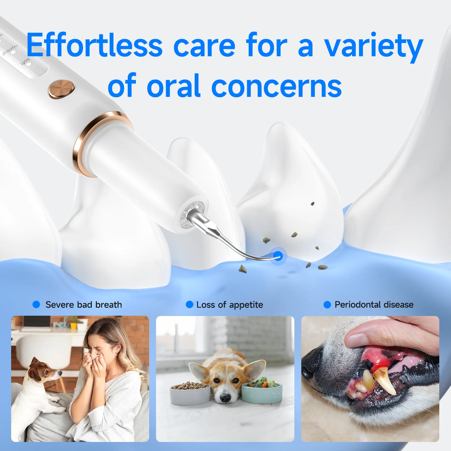 Dog Cat Smart Tooth Cleaner Ultrasonic Five Modes Dental Scaler Tartar Remover Tooth Whitening For Pet Oral Cleaning Tools