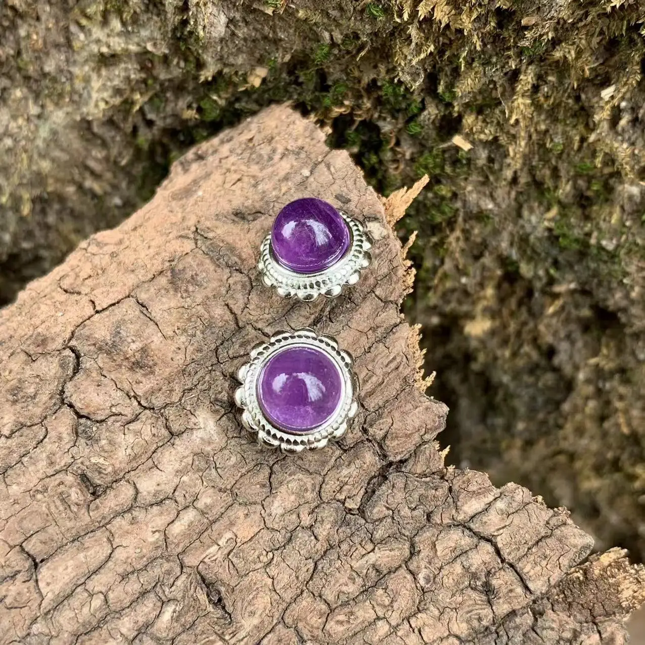 

Natural amethyst Stud Earrings For Women Real 925 Sterling Silver Vintage Femme Gift Prevent Allergy Fine Jewelry