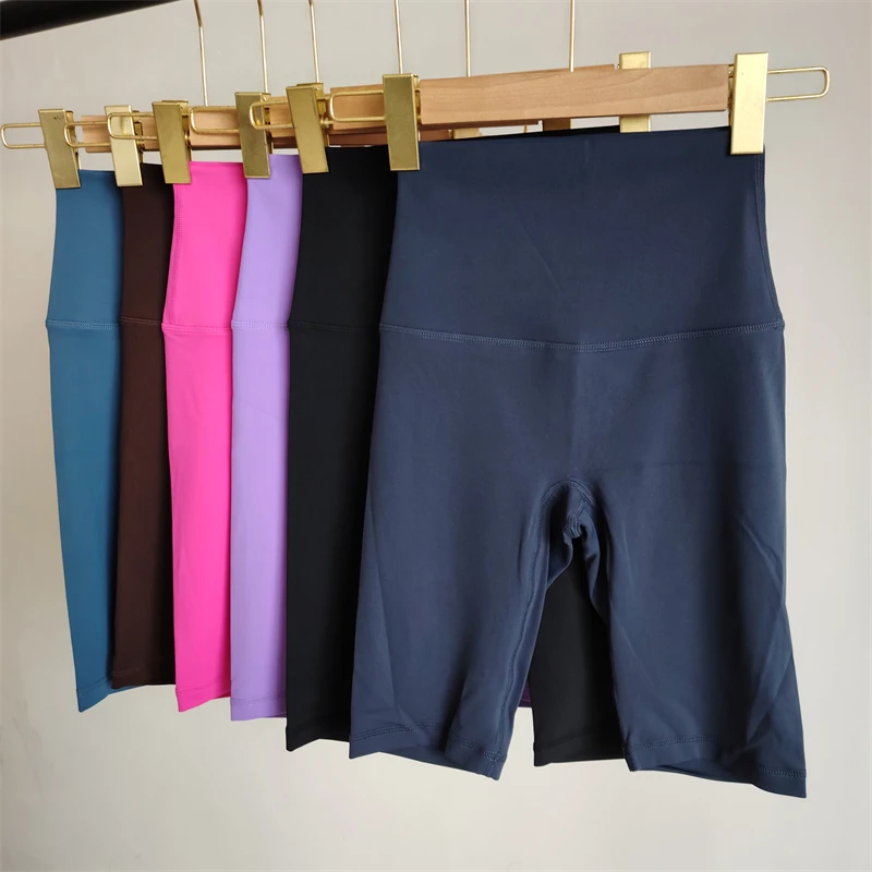Solid Color High Waist Yoga Shorts Gym Women's Sports Tight Shorts Running Exercise Stretch Cycling Sexy 5-Point Library