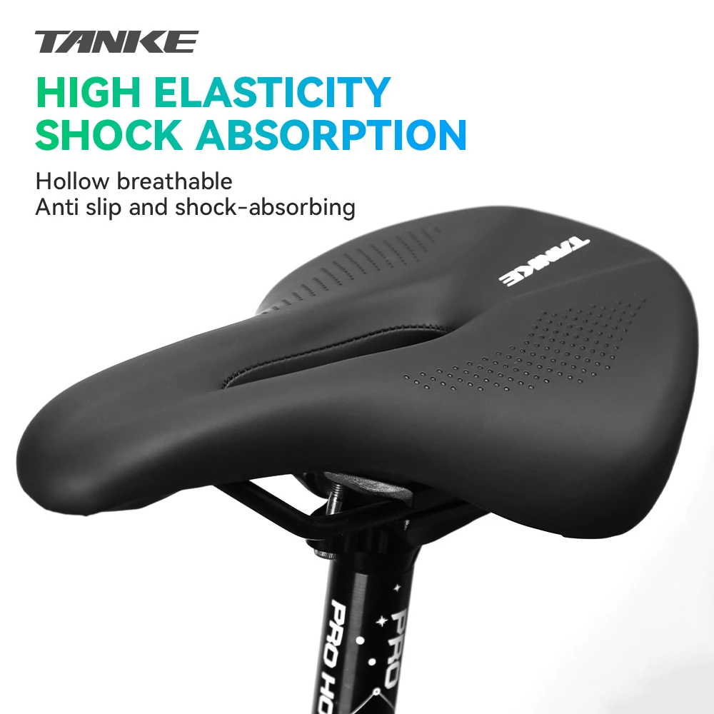 Bicycle Saddle TANKE Hollow Breathable Men Women MTB Road Bike Saddle Shock Absorbing Comfortable Big Butt Bike Seat Safety-PU