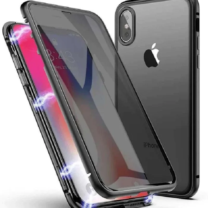 

Магнитный чехол Anti Spy для iPhone,14,13,12,11 Pro Max, Anti Spy, двусторонняя Защитная пленка для экрана конфиденциальности, металлический бампер для телефона