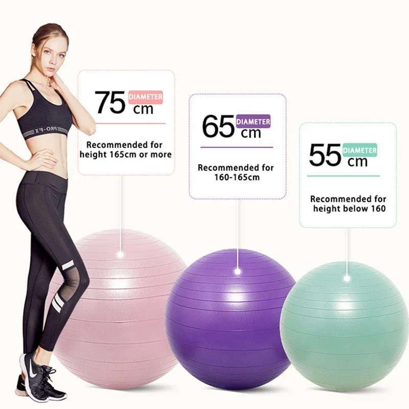PVC Fitness Yoga Ball Thickened Explosion-proof Exercise Home Gym Pilates Equipment 45cm 55cm 65cm 75cm 85cm yoga ball gymnastics ball